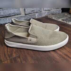 Olukai Lae'Ahi Slip On Sneakers Mens 11 Casual Comfort Clay Brown Gray Leather